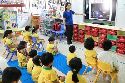 子どもたちが国慶節を祝う